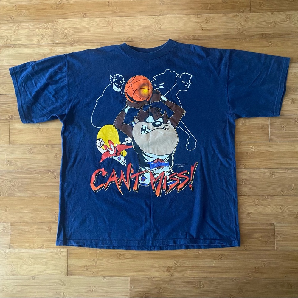 1996 Space Jam Movie Promo Tee Freeze NY Shirt Taz Looney Tunes L/XL Vintage